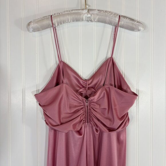 Vintage Victorian Revival Maxi Dress Size 18 Pink Prairie Cottage Romantic 70s - Picture 9 of 16